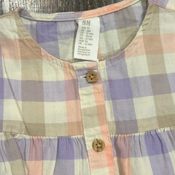 H&M Girl shirt bundle Pink Ruffle and Plaid Button-Up Shirt - Picture 3 of 8